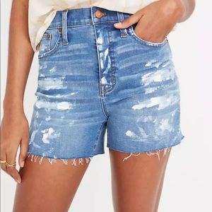 High rise denim shorts